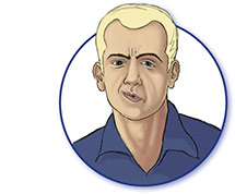 Comicfigur mit schiefem Mund